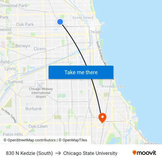 830 N Kedzie (South) to Chicago State University map