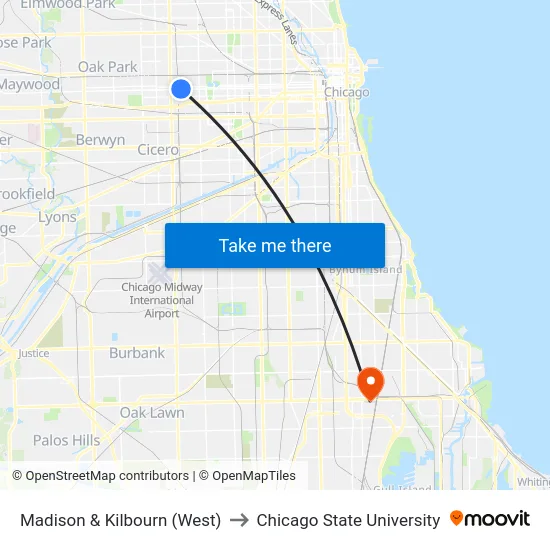 Madison & Kilbourn (West) to Chicago State University map