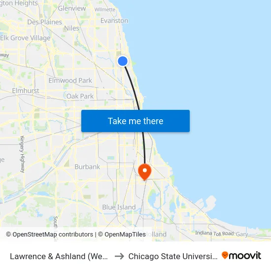 Lawrence & Ashland (West) to Chicago State University map