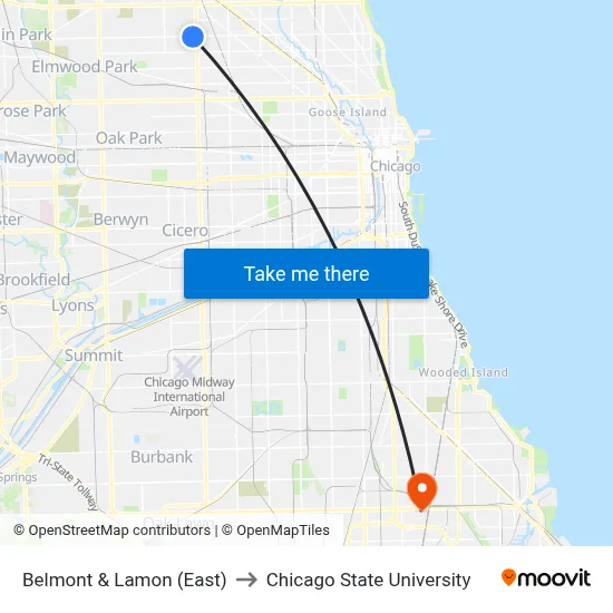 Belmont & Lamon (East) to Chicago State University map