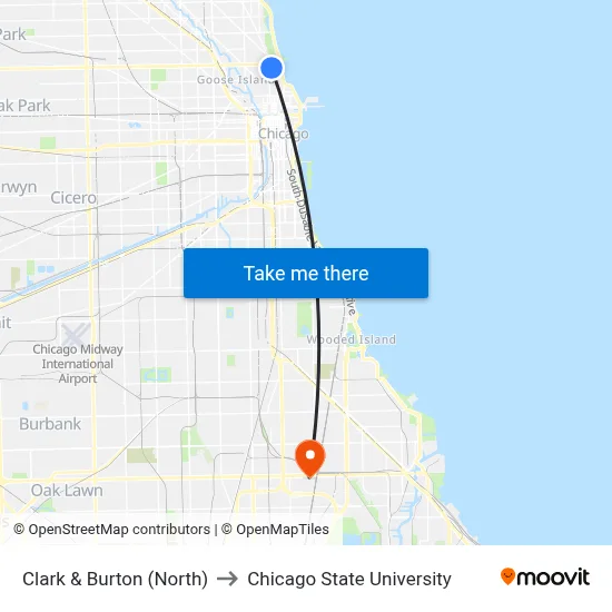 Clark & Burton (North) to Chicago State University map