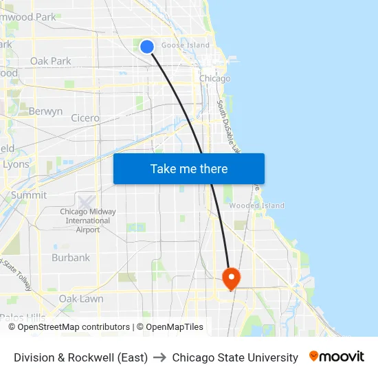 Division & Rockwell (East) to Chicago State University map