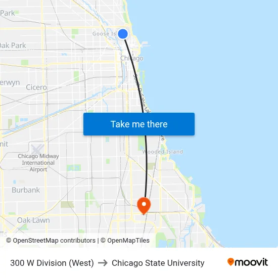 300 W Division (West) to Chicago State University map