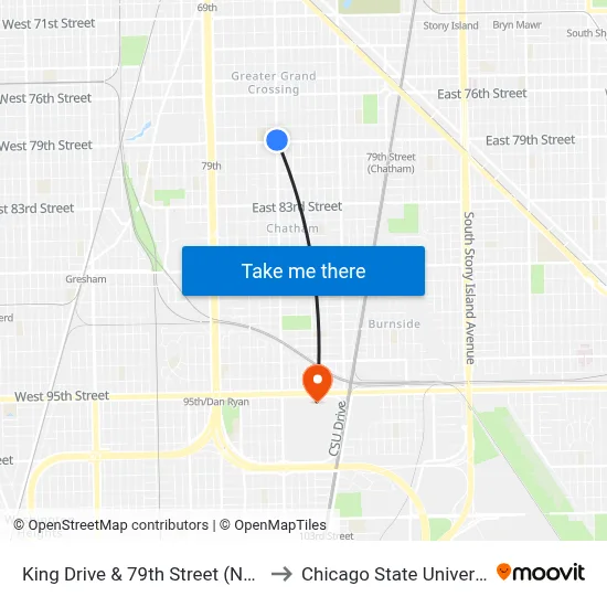 King Drive & 79th Street (North) to Chicago State University map