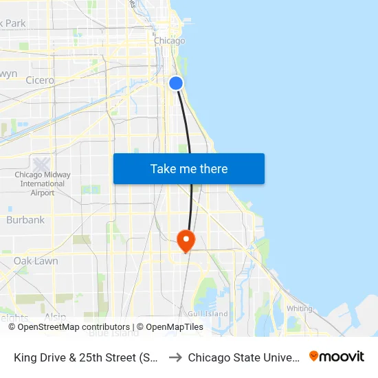 King Drive & 25th Street (South) to Chicago State University map