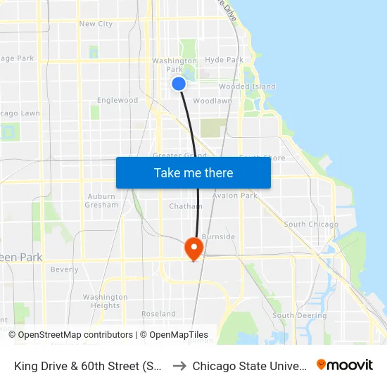 King Drive & 60th Street (South) to Chicago State University map