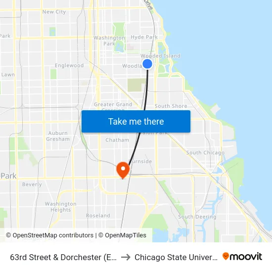63rd Street & Dorchester (East) to Chicago State University map