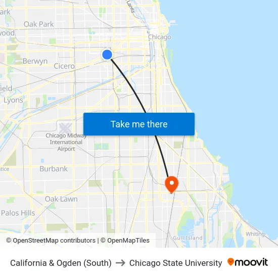 California & Ogden (South) to Chicago State University map