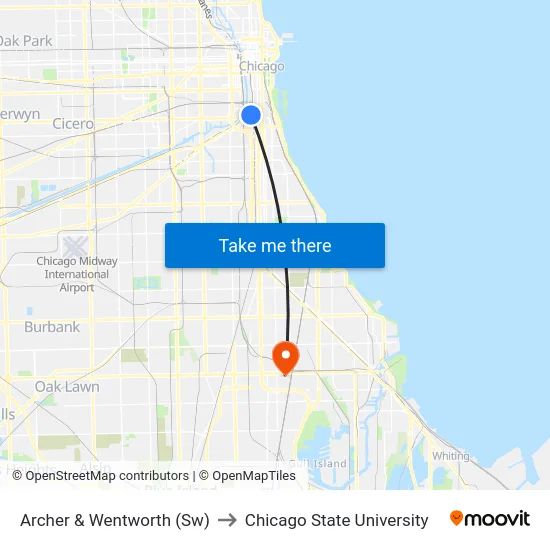 Archer & Wentworth (Sw) to Chicago State University map