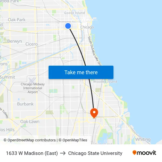 1633 W Madison (East) to Chicago State University map