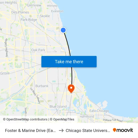 Foster & Marine Drive (East) to Chicago State University map