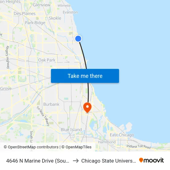 4646 N Marine Drive (South) to Chicago State University map