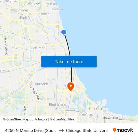 4250 N Marine Drive (South) to Chicago State University map