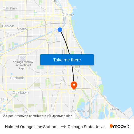 Halsted Orange Line Station (Sw) to Chicago State University map