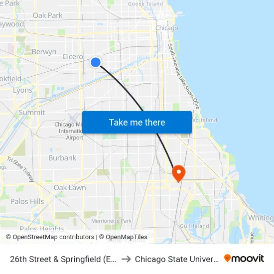 26th Street & Springfield (East) to Chicago State University map