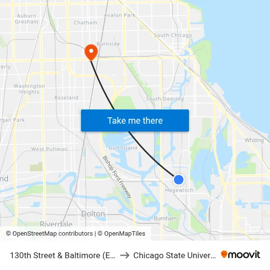 130th Street & Baltimore (East) to Chicago State University map