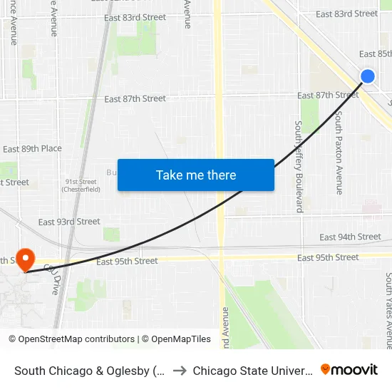 South Chicago & Oglesby (Nw) to Chicago State University map