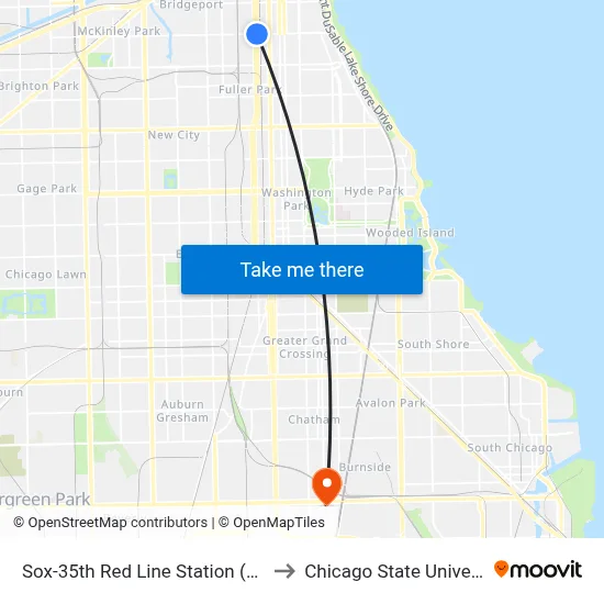 Sox-35th Red Line Station (West) to Chicago State University map