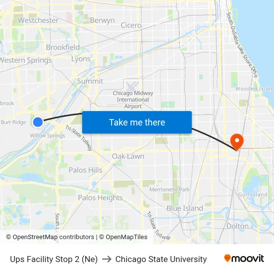 Ups Facility Stop 2 (Ne) to Chicago State University map