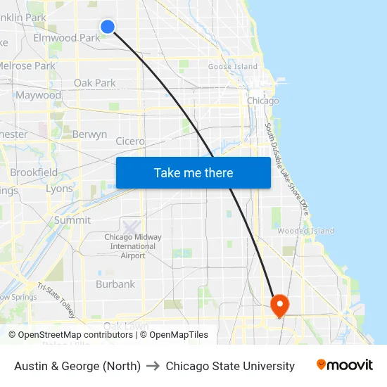 Austin & George (North) to Chicago State University map