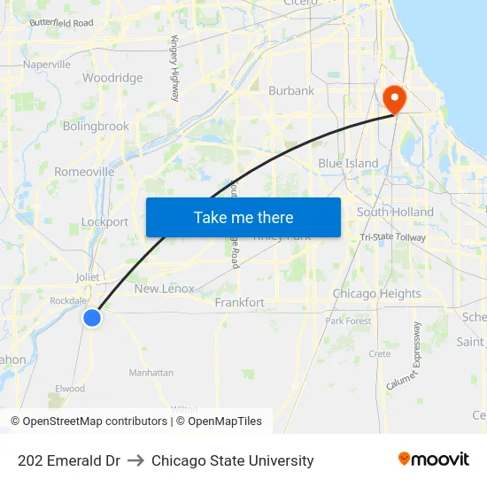 202 Emerald Dr to Chicago State University map