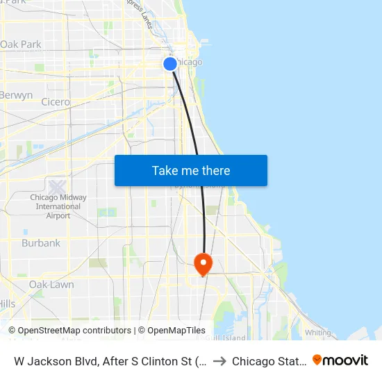 W Jackson Blvd, After S Clinton St (Across From Union Station) to Chicago State University map