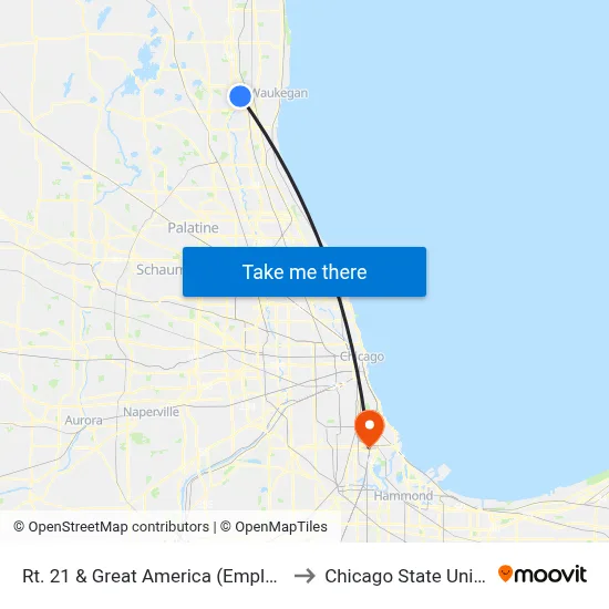 Rt. 21 & Great America (Employee Ent.) to Chicago State University map