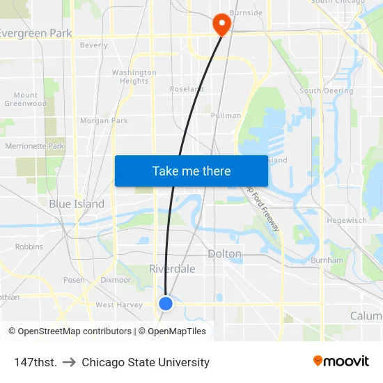 147thst. to Chicago State University map
