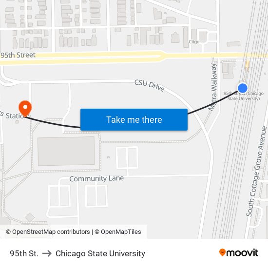 95th St. to Chicago State University map