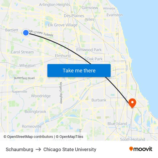 Schaumburg to Chicago State University map