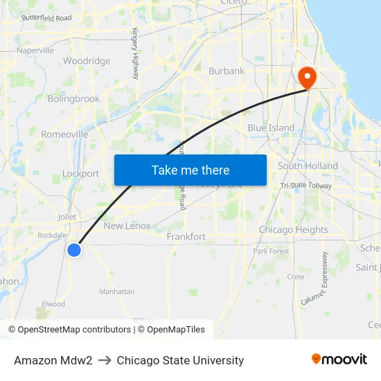 Amazon Mdw2 to Chicago State University map
