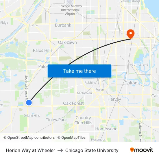 Herion Way at Wheeler to Chicago State University map