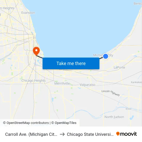 Carroll Ave. (Michigan City) to Chicago State University map