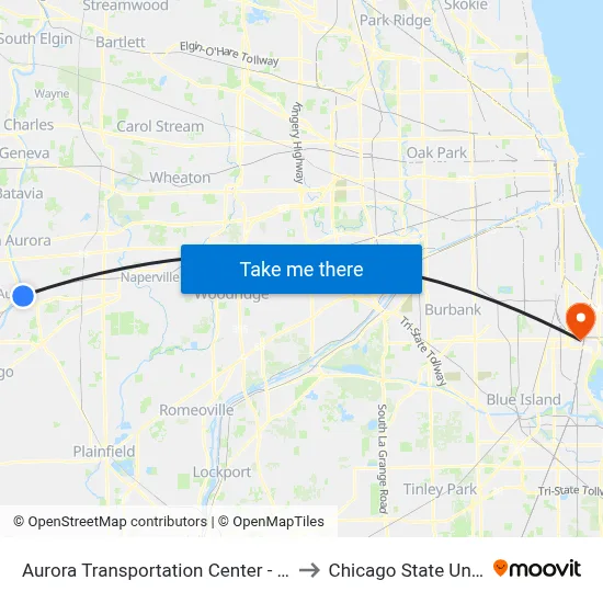 Aurora Transportation Center - Bus Stop C to Chicago State University map