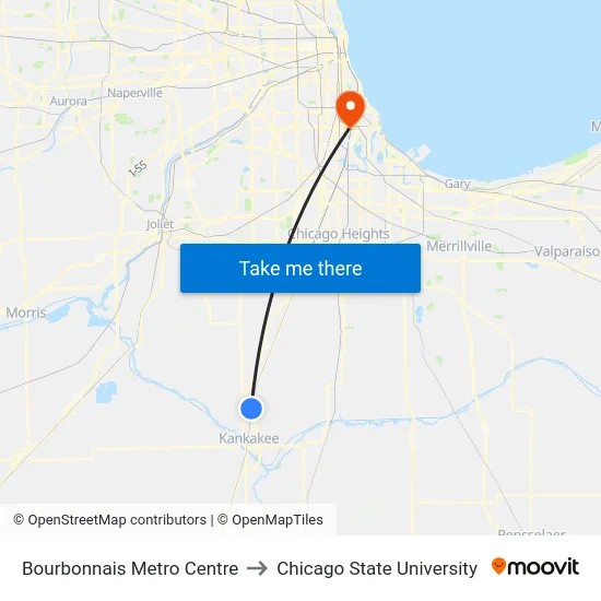Bourbonnais Metro Centre to Chicago State University map