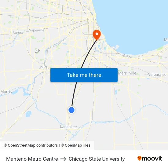 Manteno Metro Centre to Chicago State University map