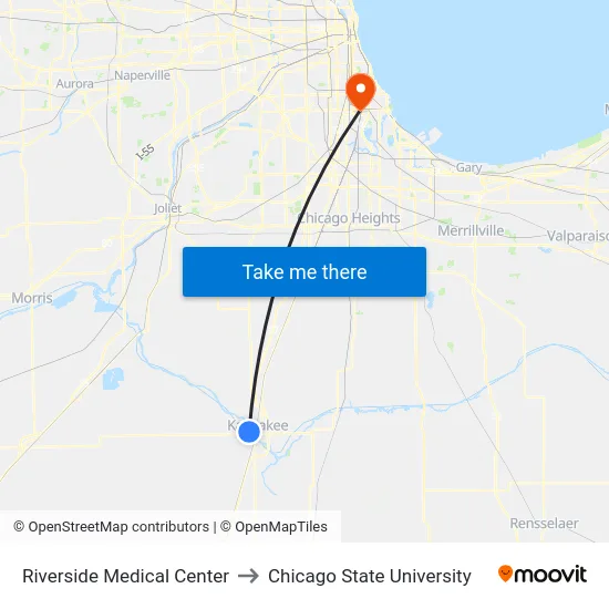 Riverside Medical Center to Chicago State University map
