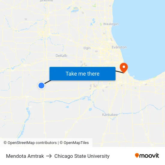 Mendota Amtrak to Chicago State University map