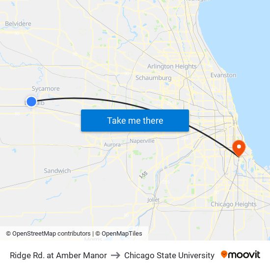 Ridge Rd. at Amber Manor to Chicago State University map