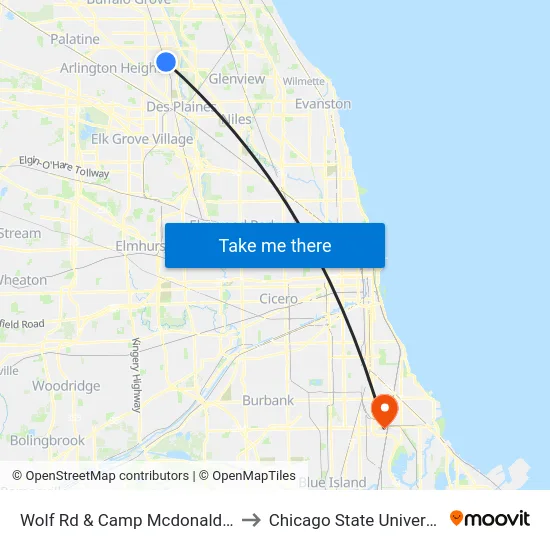 Wolf Rd & Camp Mcdonald Rd to Chicago State University map