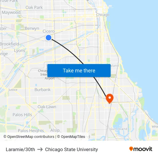 Laramie/30th to Chicago State University map
