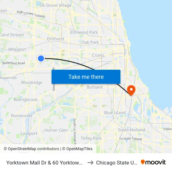 Yorktown Mall Dr & 60 Yorktown Shopping Ctr to Chicago State University map
