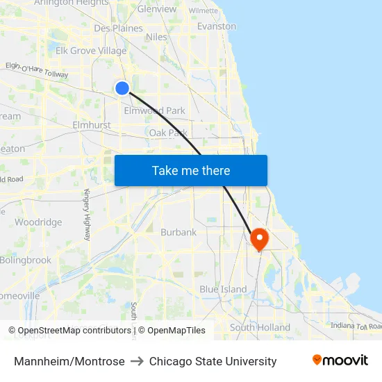 Mannheim/Montrose to Chicago State University map