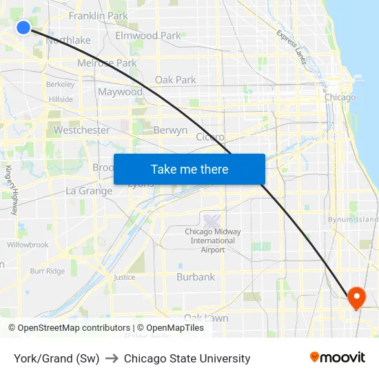York/Grand (Sw) to Chicago State University map