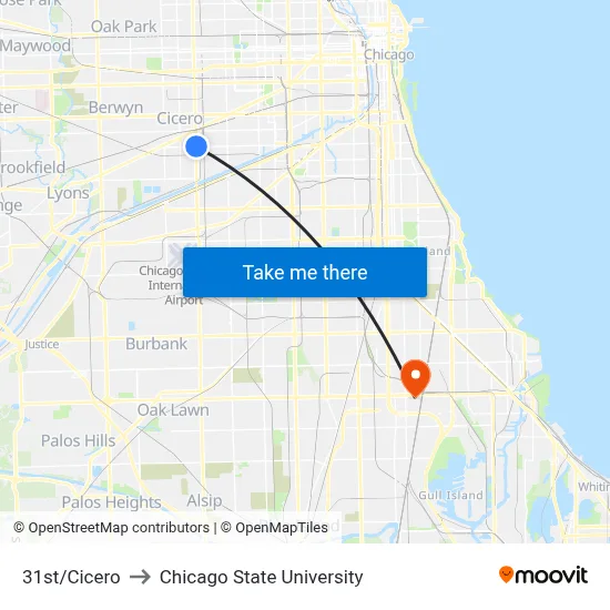 31st/Cicero to Chicago State University map
