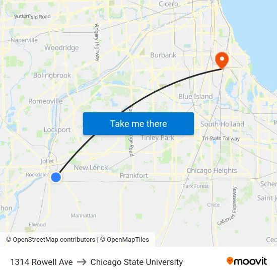 1314 Rowell Ave to Chicago State University map