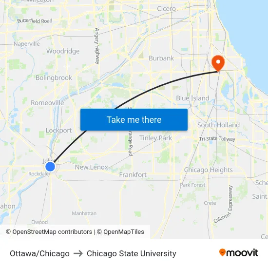 Ottawa/Chicago to Chicago State University map