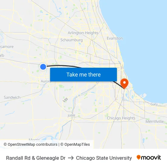Randall Rd & Gleneagle Dr to Chicago State University map