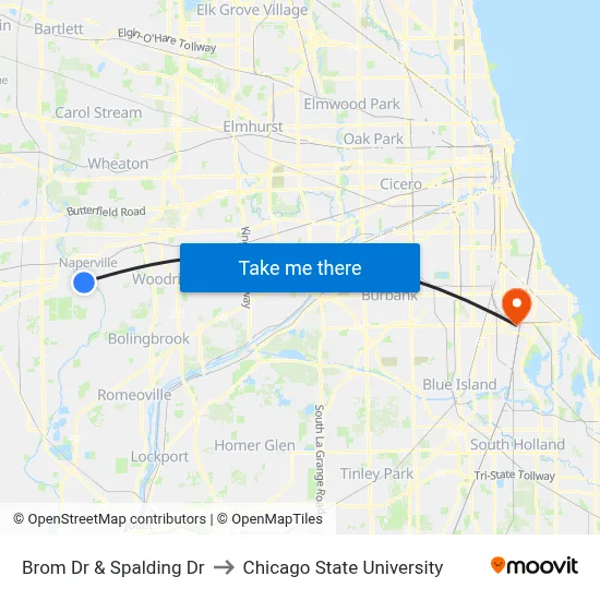 Brom Dr & Spalding Dr to Chicago State University map