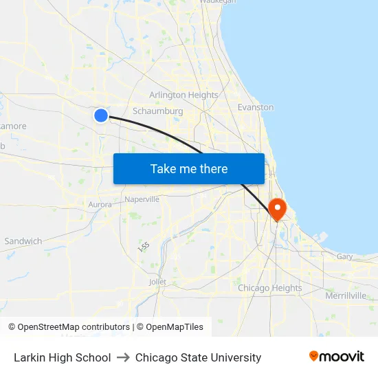 Larkin High School to Chicago State University map